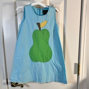 Mini Boden Dress with the sweetest pear appliqué in 4-5